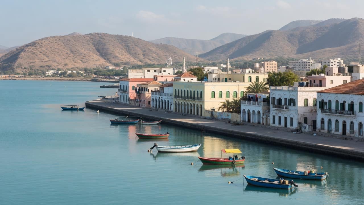 A journey scene connecting Djibouti City with treatment in India.