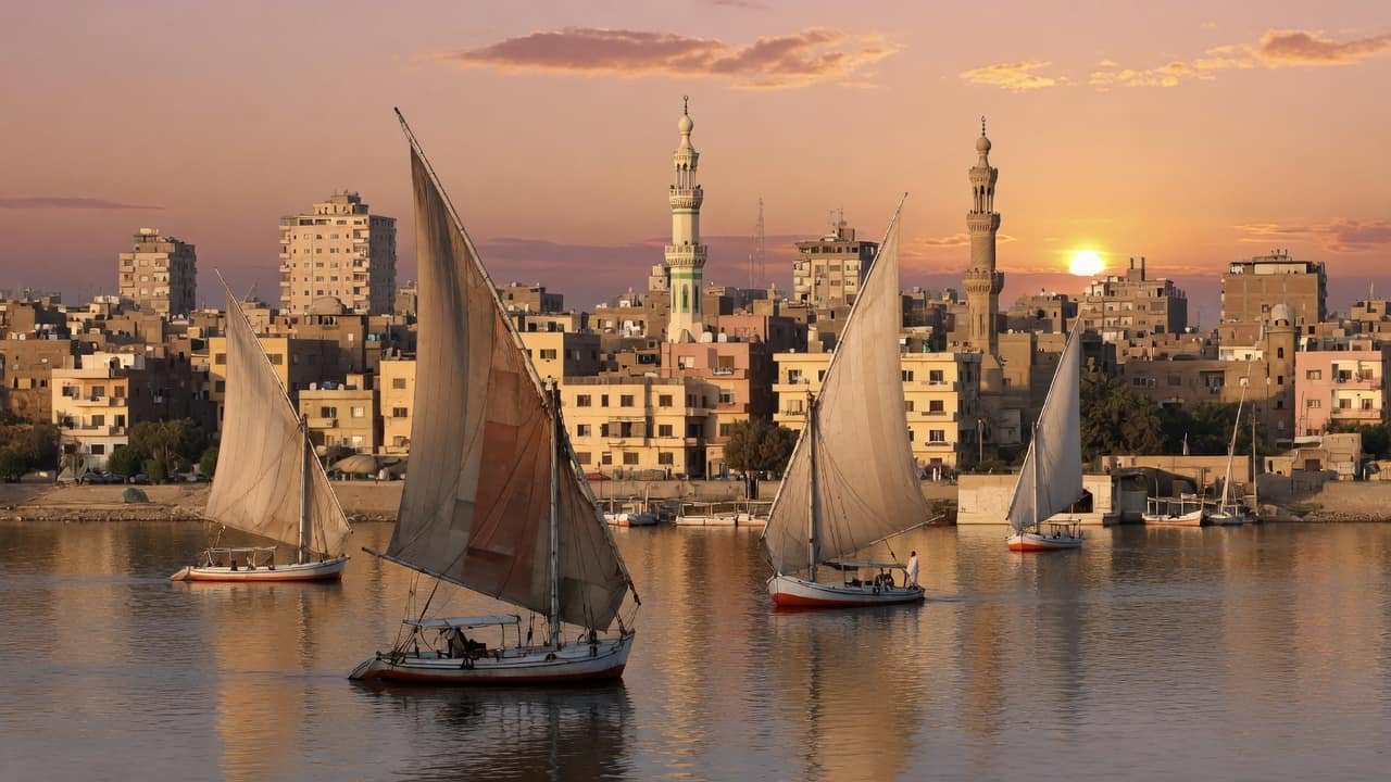 A journey scene connecting Cairo, Egypt with treatment in India.