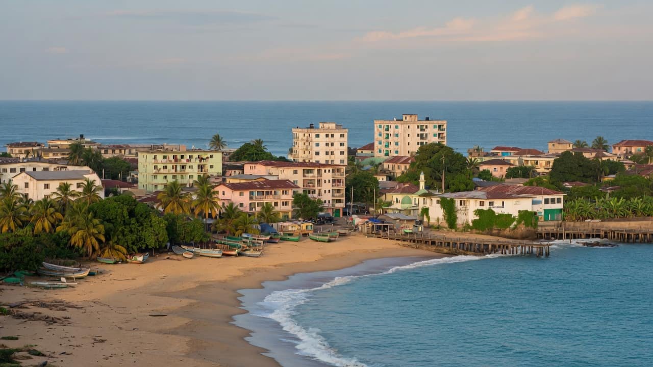 A journey scene connecting Monrovia, Liberia with treatment in India.