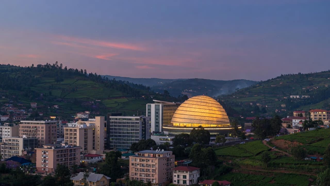 A journey scene connecting Kigali, Rwanda with treatment in India.