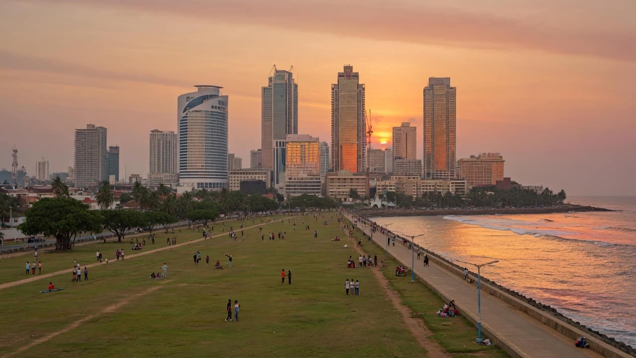 The short journey from Sri Lanka to southern India: coastline and the Colombo–Chennai route.