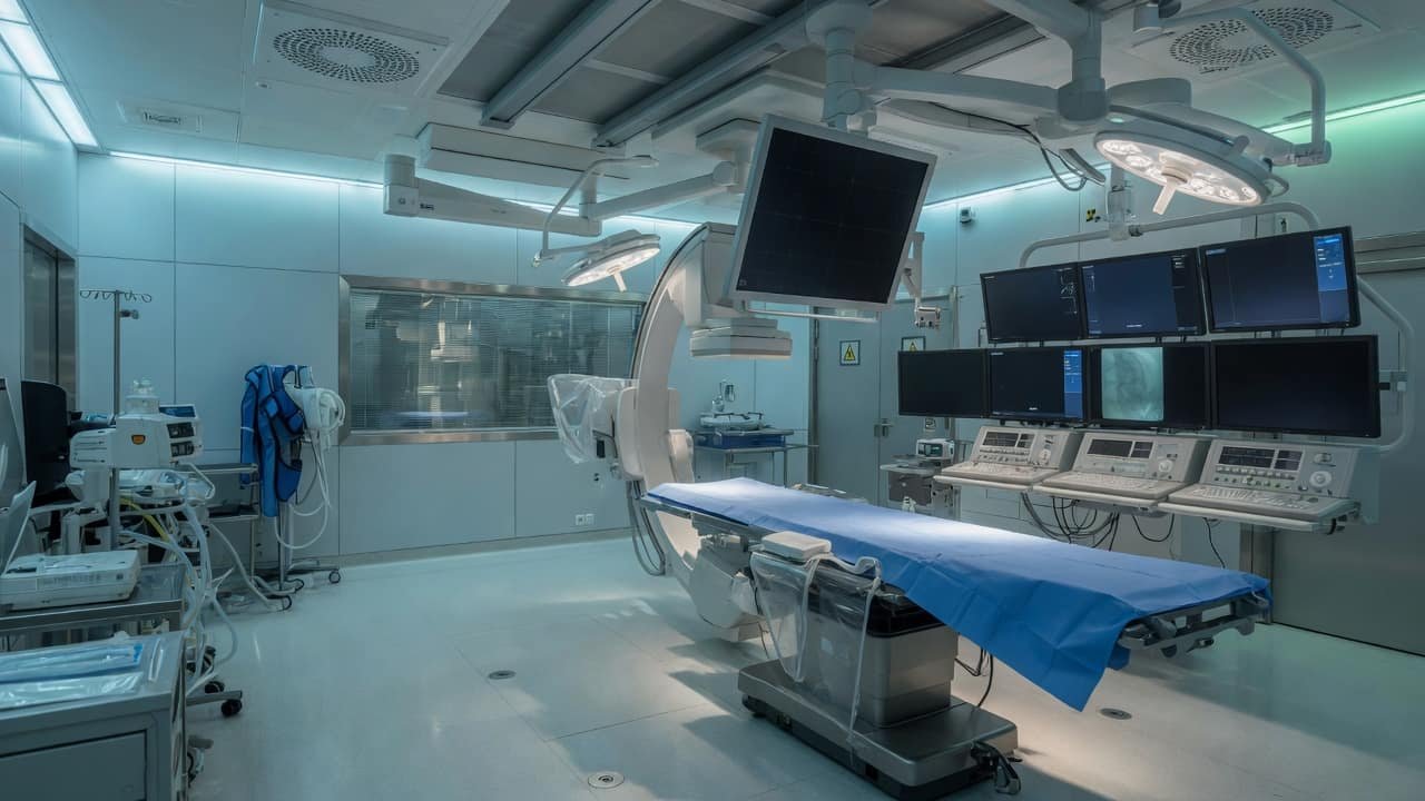 Specialist doctors reviewing medical scans on a screen: focused clinical work, no identifiable patients.